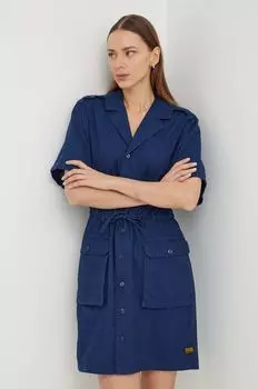 Хлопковое платье G-Star Raw, темно-синий