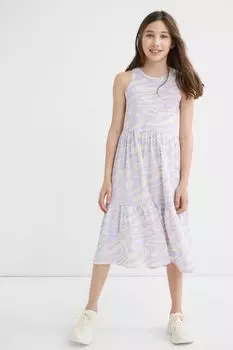 Хлопковое платье H&M Patterned, светло-фиолетовый/белый