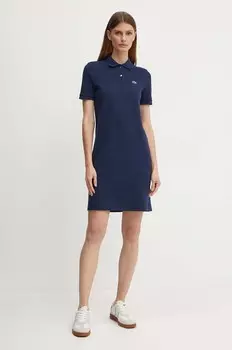 Хлопковое платье Lacoste, темно-синий