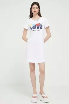 Хлопковое платье Love Moschino, белый