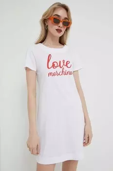 Хлопковое платье Love Moschino, белый