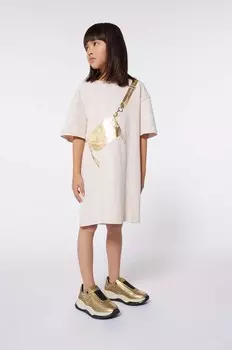 Хлопковое платье Marc Jacobs для девочек, бежевый