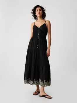 Хлопковое платье макси Gap, черный