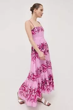 Хлопковое платье Pinko, розовый