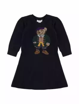 Хлопковое платье Polo Bear Ralph Lauren, тёмно-синий