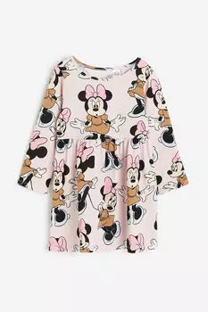 Хлопковое платье с рисунком H&M, розовый