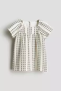 Хлопковое платье с рисунком H&M, бежевый