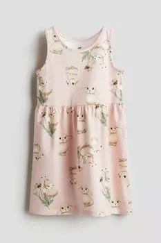 Хлопковое платье с рисунком H&M, розовый