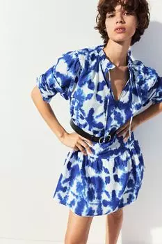 Хлопковое платье с завязками H&M, синий