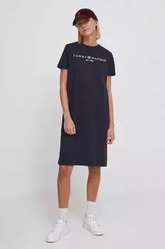 Хлопковое платье Tommy Hilfiger, темно-синий