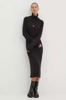 Хлопковое платье Tommy Jeans, черный