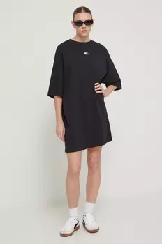 Хлопковое платье Tommy Jeans, черный