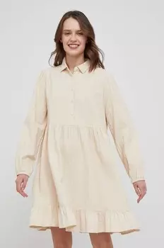 Хлопковое платье United Colors of Benetton, бежевый