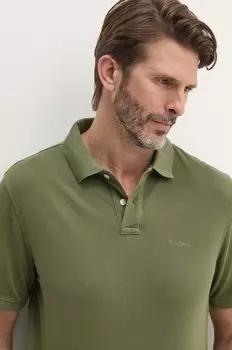 Хлопковое поло NEW OLIVER GD Pepe Jeans, зеленый