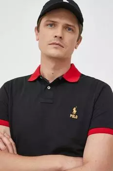 Хлопковое поло Polo Ralph Lauren, черный