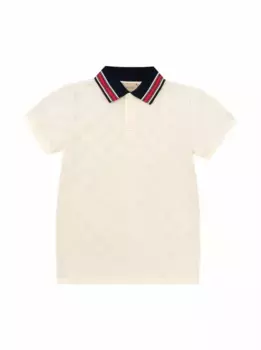 Хлопковое поло с монограммой Gucci, бежевый