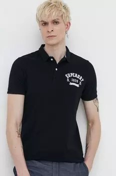 Хлопковое поло Superdry, черный