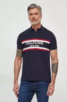 Хлопковое поло Tommy Hilfiger, темно-синий