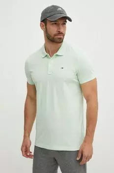 Хлопковое поло Tommy Jeans, зеленый