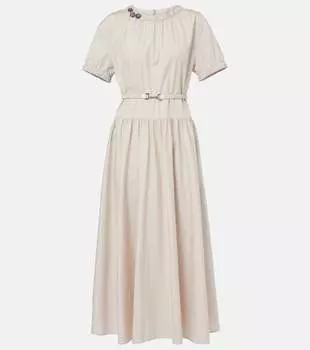 Хлопковое поплиновое миди-платье Terry S Max Mara, Ecru Marmo