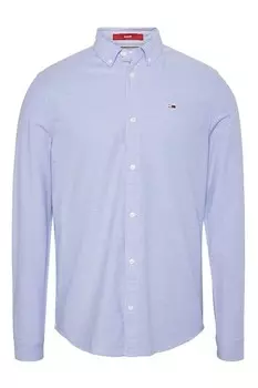 Хлопковое Рубашка Tommy Jeans, небесно-голубой