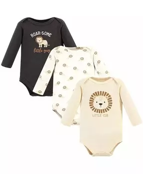Хлопковые боди с длинными рукавами для маленьких мальчиков Hudson Baby, коричневый