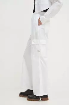 Хлопковые брюки Calvin Klein Jeans, белый