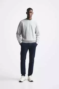 Хлопковые брюки чинос ZARA, синий