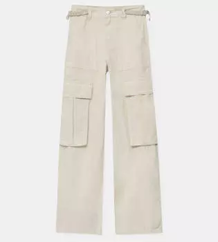 Хлопковые брюки карго с карманами Pull&Bear, бело-серый