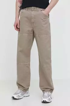 Хлопковые брюки Superdry, бежевый