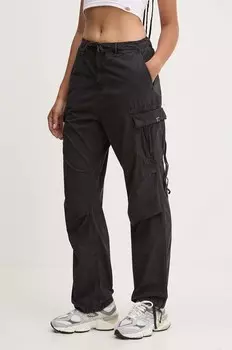 Хлопковые брюки Superdry, черный