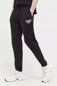 Хлопковые брюки Tommy Jeans, черный