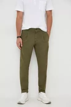 Хлопковые брюки United Colors of Benetton, зеленый