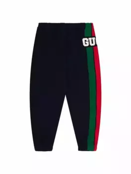 Хлопковые джоггеры Web Gucci, тёмно-синий