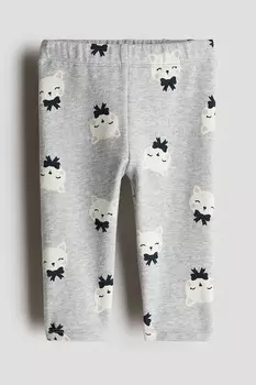 Хлопковые леггинсы H&M, мультиколор