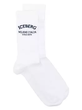 Хлопковые носки с логотипом Iceberg, белый
