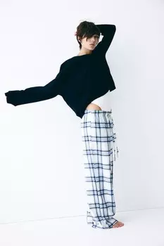 Хлопковые пижамные штаны H&M, белый