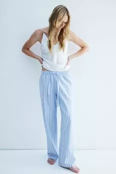 Хлопковые пижамные штаны H&M, голубой