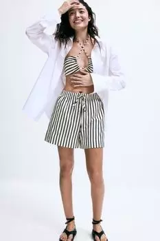 Хлопковые шорты без застежки H&M, белый