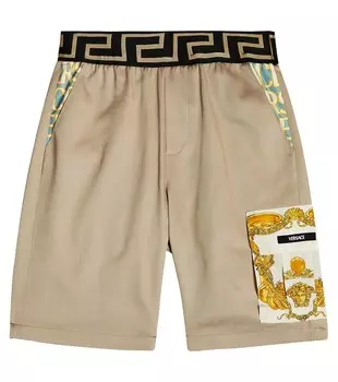 Хлопковые шорты Greca Versace, бежевый