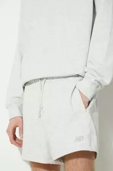 Хлопковые шорты New Balance, серый