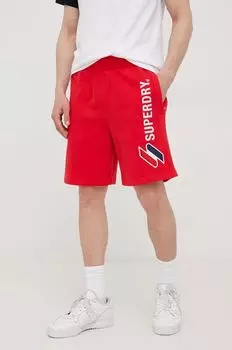 Хлопковые шорты Superdry, красный