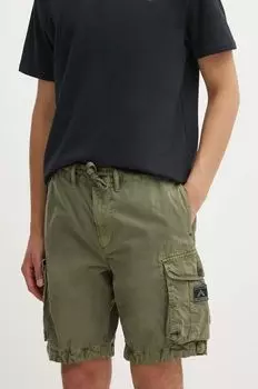 Хлопковые шорты Superdry, зеленый