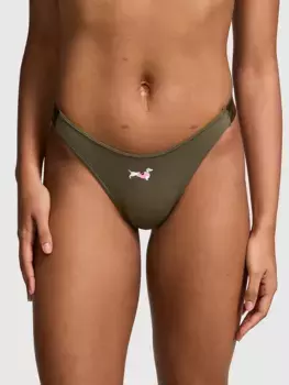 Хлопковые трусики-стринги с логотипом Pink, цвет Casual New Olive w Dog Graphic
