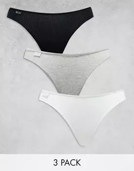 Хлопковые трусы в рубчик, 3 пары трусов Cotton:On