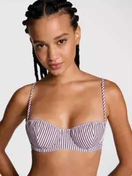 Хлопковый бюстгальтер-балконет без подкладки Pink, цвет Wild Rose Stripe Print