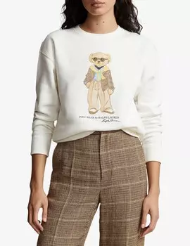 Хлопковый джемпер Мишка Ralph Lauren, белый