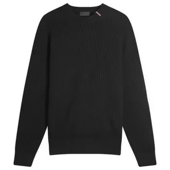 Хлопковый джемпер с круглым вырезом Moncler, черный