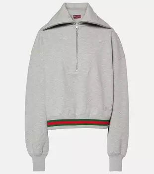 Хлопковый джерси свитшот Web Gucci, Grey Melange/Mix