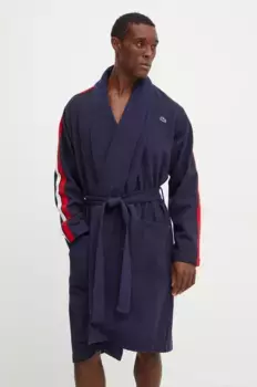 Хлопковый халат Lacoste, темно-синий